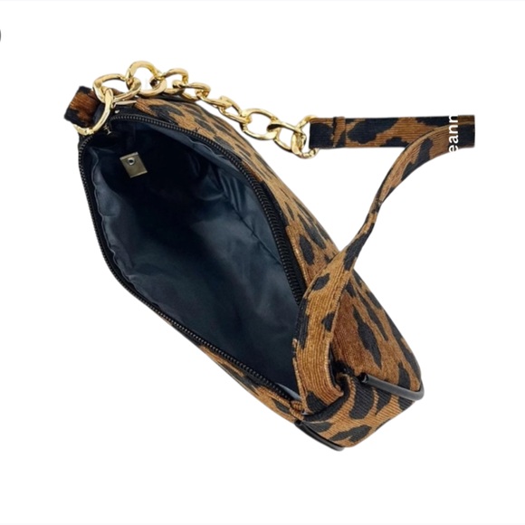 Hobo Bag Leopard Print Purse With Gold Chain Strap NEW H4.7"× L 8.7"x W 2.4 - Picture 7 of 12